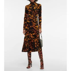 Dries Van Noten Printed Leather Knee-high Boots
