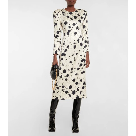 Dries Van Noten Satin Jacquard Midi Dress 1 Dries Van Noten Satin Jacquard Midi Dress