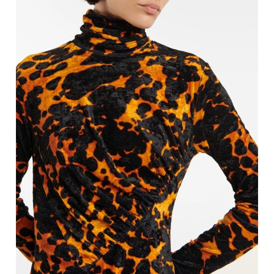 Dries Van Noten Printed Stretch-velvet Midi Dress 3 Dries Van Noten Printed Stretch-velvet Midi Dress - Image 3