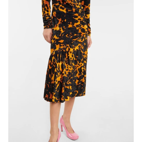 Dries Van Noten Printed Stretch-velvet Midi Dress 4 Dries Van Noten Printed Stretch-velvet Midi Dress - Image 4