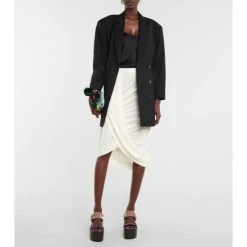 Dries Van Noten Draped Jersey Midi Skirt