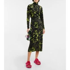 Dries Van Noten Printed Stretch-velvet Top