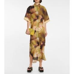 Dries Van Noten Printed Silk Shirt Dress