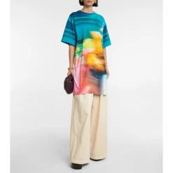Dries Van Noten Printed Cotton T-shirt Dress