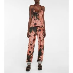 Dries Van Noten Floral Silk And Cotton Halterneck Top