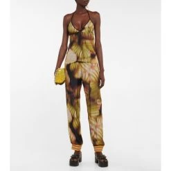 Dries Van Noten Printed Silk And Cotton Pants