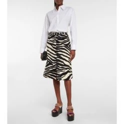 Dries Van Noten Zebra-printed Midi Skirt