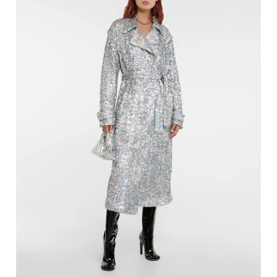 Dries Van Noten Sequined Trench Coat 1 Dries Van Noten Sequined Trench Coat